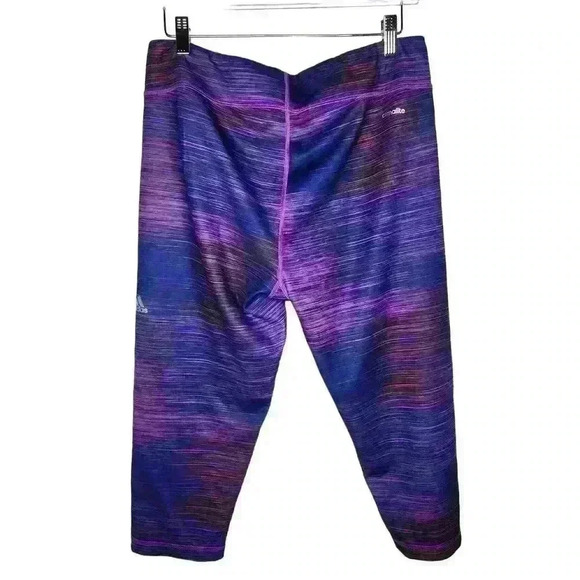 Adidas climalite women's purple orange cropped athletic leggings size XL - Picture 2 of 7
